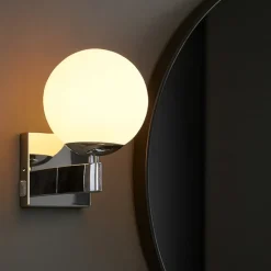 Applique Da Bagno-Selezionato da Mazzolaluce Applique da bagno metallo cromo sfera vetro bianco ip44