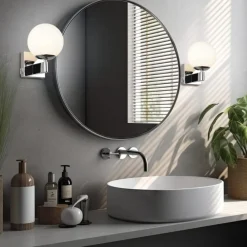 Applique Da Bagno-Selezionato da Mazzolaluce Applique da bagno metallo cromo sfera vetro bianco ip44