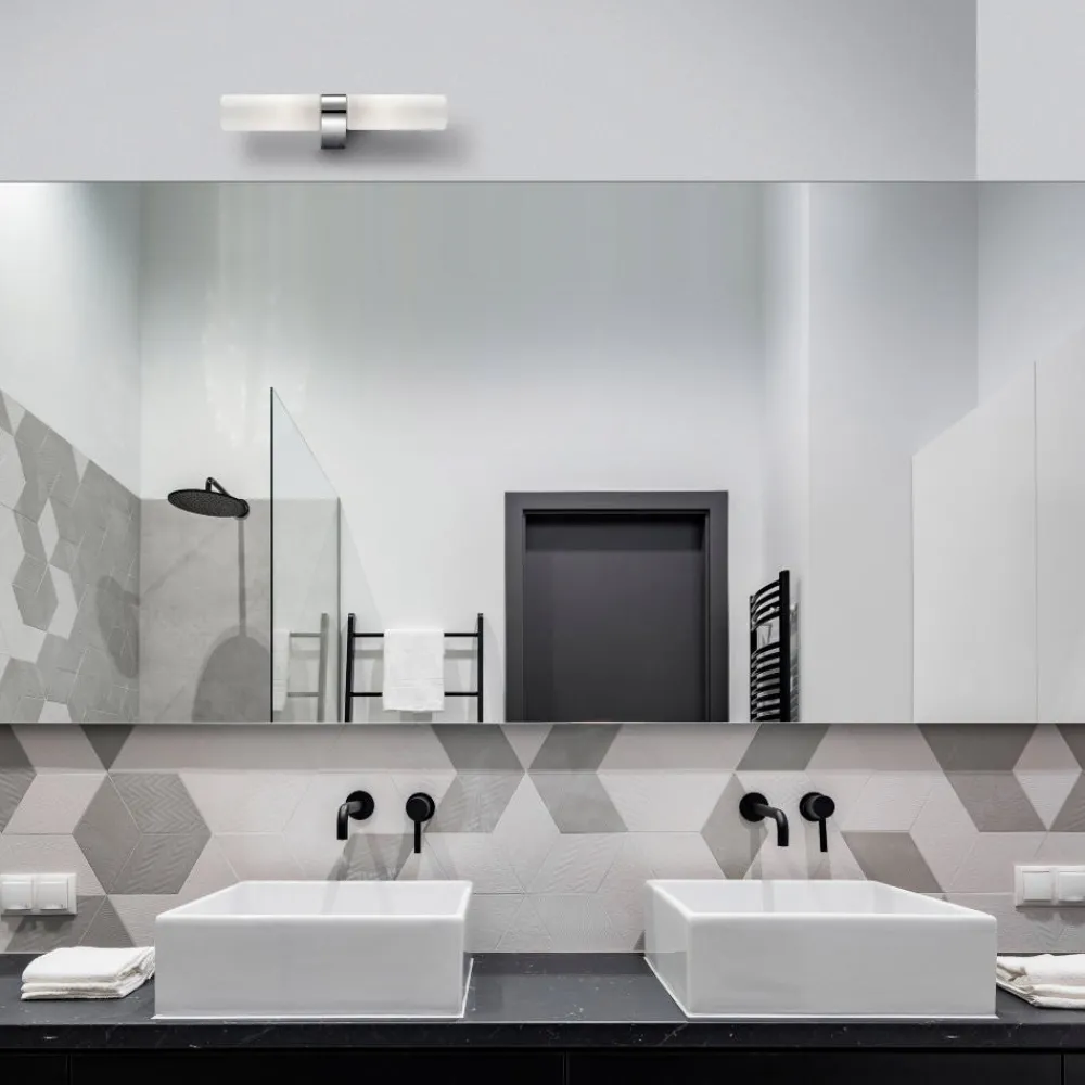 Applique Da Bagno-Selezionato da Mazzolaluce Applique da bagno moderno due luci cromo vetro bianco