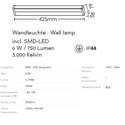 Applique Da Bagno-Selezionato da Mazzolaluce Applique da bagno moderno rettangolare nera led 6,5w 3000k