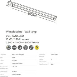 Applique Da Bagno-Selezionato da Mazzolaluce Applique da bagno nera led 15w 3000k 4000k dimmerabile luce orientabile