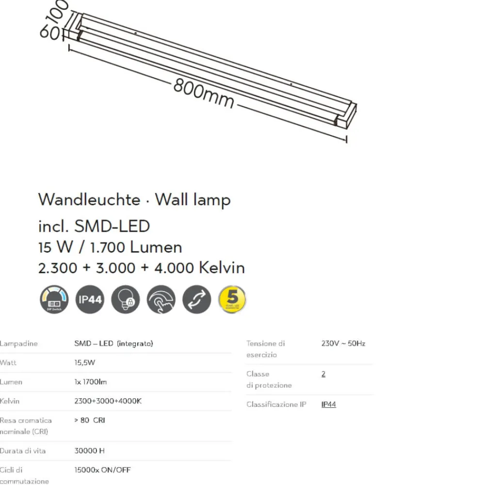 Applique Da Bagno-Selezionato da Mazzolaluce Applique da bagno nera led 15w 3000k 4000k dimmerabile luce orientabile