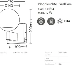 Applique Da Bagno-Selezionato da Mazzolaluce Applique da bagno nera sfera vetro bianco