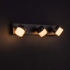 Applique Da Bagno-Selezionato da Mazzolaluce Applique da bagno per specchio 3 luci orientabili nero