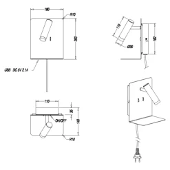 Applique Camera Da Letto-Selezionato da Mazzolaluce Applique da comodino bianco presa usb luce orientabile