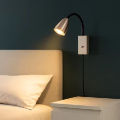 Applique Camera Da Letto-Selezionato da Mazzolaluce Applique da comodino camera da letto nichel opaco luce orientabile