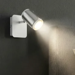 Applique Camera Da Letto-Selezionato da Mazzolaluce Applique da comodino con interruttore spot orientabile bianco nickel