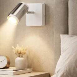 Applique Camera Da Letto-Selezionato da Mazzolaluce Applique da comodino con interruttore spot orientabile bianco nickel