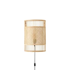 Applique Da Parete-Selezionato da Mazzolaluce Applique da comodino in bamboo rattan intrecciato per camera da letto