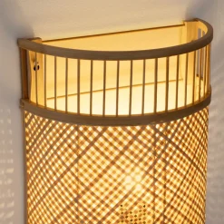 Applique Da Parete-Selezionato da Mazzolaluce Applique da comodino in bamboo rattan intrecciato per camera da letto