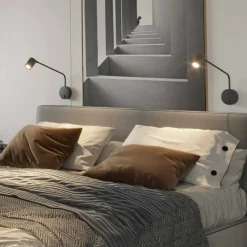 Applique Camera Da Letto-Selezionato da Mazzolaluce Applique da comodino nero braccio orientabile per camera da letto