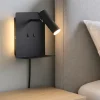Applique Camera Da Letto-Selezionato da Mazzolaluce Applique da comodino nero con mensola interruttore cavo spina
