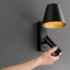 Applique Da Parete-Perenz Illuminazione Applique da comodino nero oro per camera da letto reverse perenz