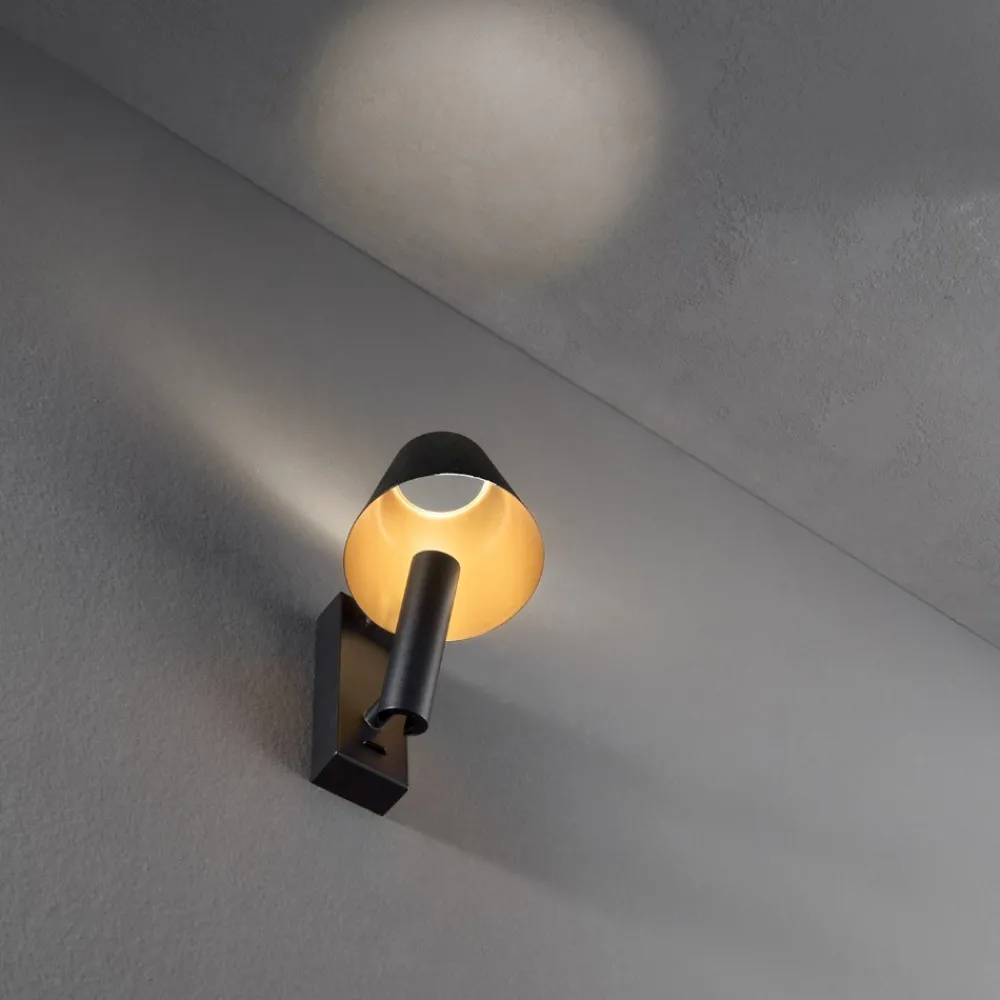 Applique Da Parete-Perenz Illuminazione Applique da comodino nero oro per camera da letto reverse perenz