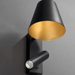 Applique Da Parete-Perenz Illuminazione Applique da comodino nero oro per camera da letto reverse perenz