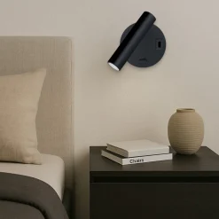 Applique Camera Da Letto-Vivida International Applique da comodino orientabile nera led 2w 3000k 4000k vivida betu
