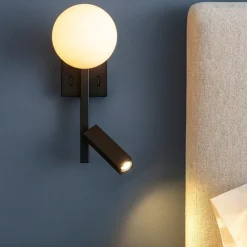 Applique Camera Da Letto-Selezionato da Mazzolaluce Applique da comodino orientabile nero per camera da letto moderna