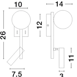 Applique Camera Da Letto-Selezionato da Mazzolaluce Applique da comodino orientabile nero per camera da letto moderna