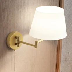 Applique Camera Da Letto-Perenz Illuminazione Applique da comodino oro crane perenz con paralume per camera da letto