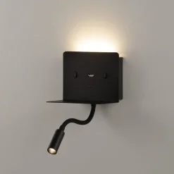 Applique Camera Da Letto-Selezionato da Mazzolaluce Applique da comodino per camera da letto moderna nero con presa usb