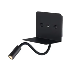 Applique Camera Da Letto-Selezionato da Mazzolaluce Applique da comodino per camera da letto moderna nero presa usb mensola due luci