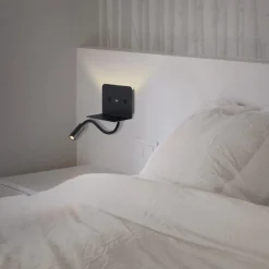 Applique Camera Da Letto-Selezionato da Mazzolaluce Applique da comodino per camera da letto moderna nero presa usb mensola due luci