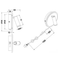 Applique Camera Da Letto-Selezionato da Mazzolaluce Applique da comodino per camera da letto con cavo spina luce orientabile
