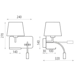 Applique Camera Da Letto-Selezionato da Mazzolaluce Applique da comodino sinistro multifunzione mensola usb luce da lettura