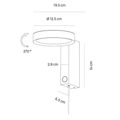 Applique Camera Da Letto-Vivida International Applique da comodino vivida noxs sabbia orientabile led cct dimmerabile presa usb