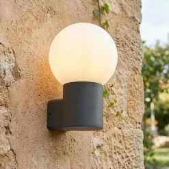Applique Da Esterno-Selezionato da Mazzolaluce Applique da esterno alluminio antracite sfera vetro moderna