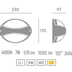 Applique Da Esterno-Selezionato da Mazzolaluce Applique da esterno antracite design ovale led 4000k ip65