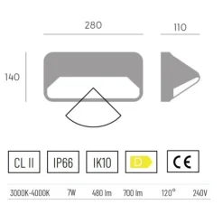 Applique Da Esterno-Selezionato da Mazzolaluce Applique da esterno balcone moderna nera led 7w cct con sensore crepusolare di movimento