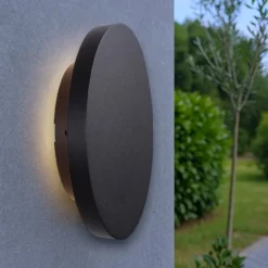 Applique Da Esterno-Selezionato da Mazzolaluce Applique da esterno cerchio disco nero led 12w 3000k