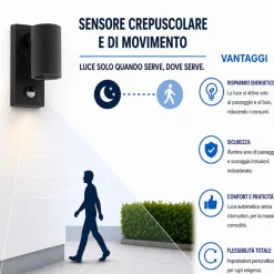 Applique Da Esterno-Selezionato da Mazzolaluce Applique da esterno cilindro led 3000k sensore di movimento ip44