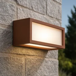 Applique Da Esterno-Selezionato da Mazzolaluce Applique da esterno corten marrone rettangolare moderna