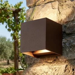 Applique Da Esterno-Top Light Applique da esterno cubo corten led orientabile cct top ligh perth ip65