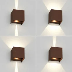 Applique Da Esterno-Top Light Applique da esterno cubo corten led orientabile cct top ligh perth ip65