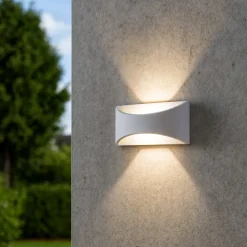 Applique Da Esterno-Selezionato da Mazzolaluce Applique da esterno design moderno bianca biemissione led 6w 3000k ip65