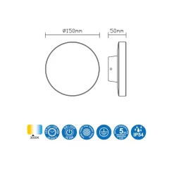 Applique Da Esterno-Selezionato da Mazzolaluce Applique da esterno disco bianco led 9,6w 3000k