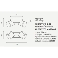 Applique Da Esterno-Ondaluce Applique da esterno grigia ip54 ap steve led 4000k orientabili