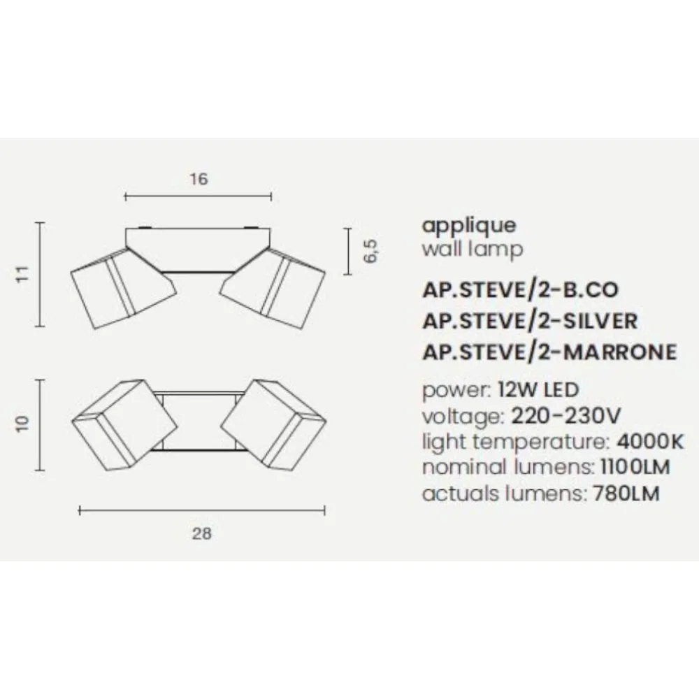 Applique Da Esterno-Ondaluce Applique da esterno grigia ip54 ap steve led 4000k orientabili