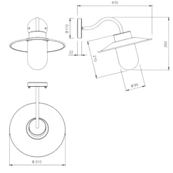Applique Da Esterno-Selezionato da Mazzolaluce Applique da esterno ip44 acciaio zincato anti corrosione salsedine