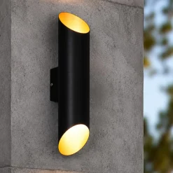 Applique Da Esterno-Selezionato da Mazzolaluce Applique da esterno led 3000k ip44 nero e rame doppio fascio