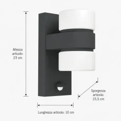 Applique Da Esterno-Selezionato da Mazzolaluce Applique da esterno led 3000k ip44 sensore di movimento antracite