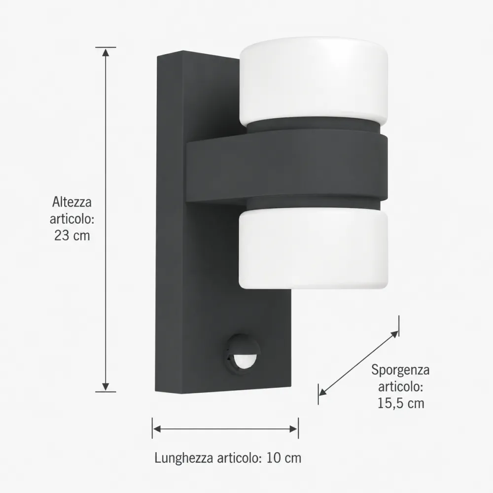 Applique Da Esterno-Selezionato da Mazzolaluce Applique da esterno led 3000k ip44 sensore di movimento antracite