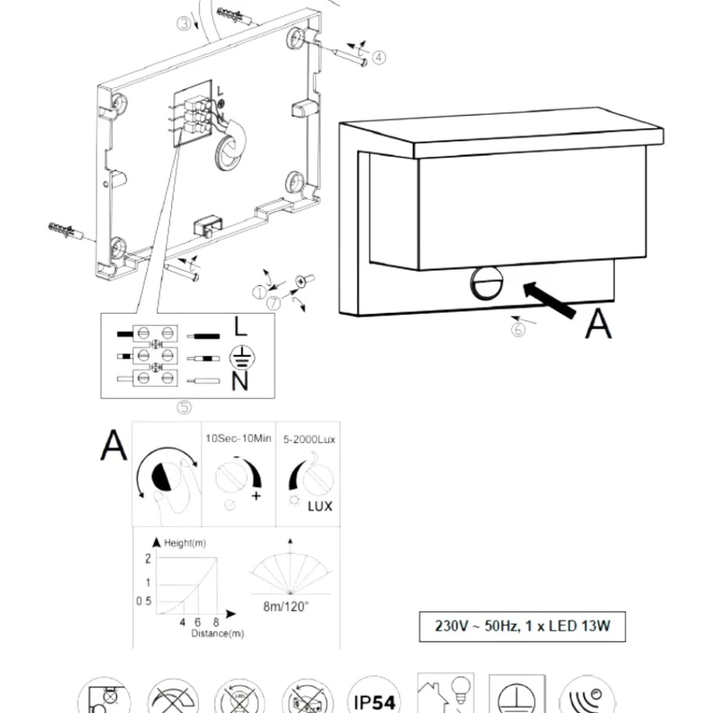 Applique Da Esterno-Selezionato da Mazzolaluce Applique da esterno led 3000k moderna antracite con sensore di movimento