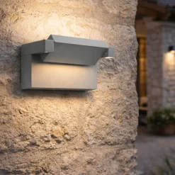 Applique Da Esterno-Perenz Illuminazione Applique da esterno led 2ow cct grigio cemento orientabile perenz display ip65