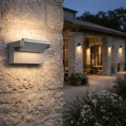 Applique Da Esterno-Perenz Illuminazione Applique da esterno led 2ow cct grigio cemento orientabile perenz display ip65
