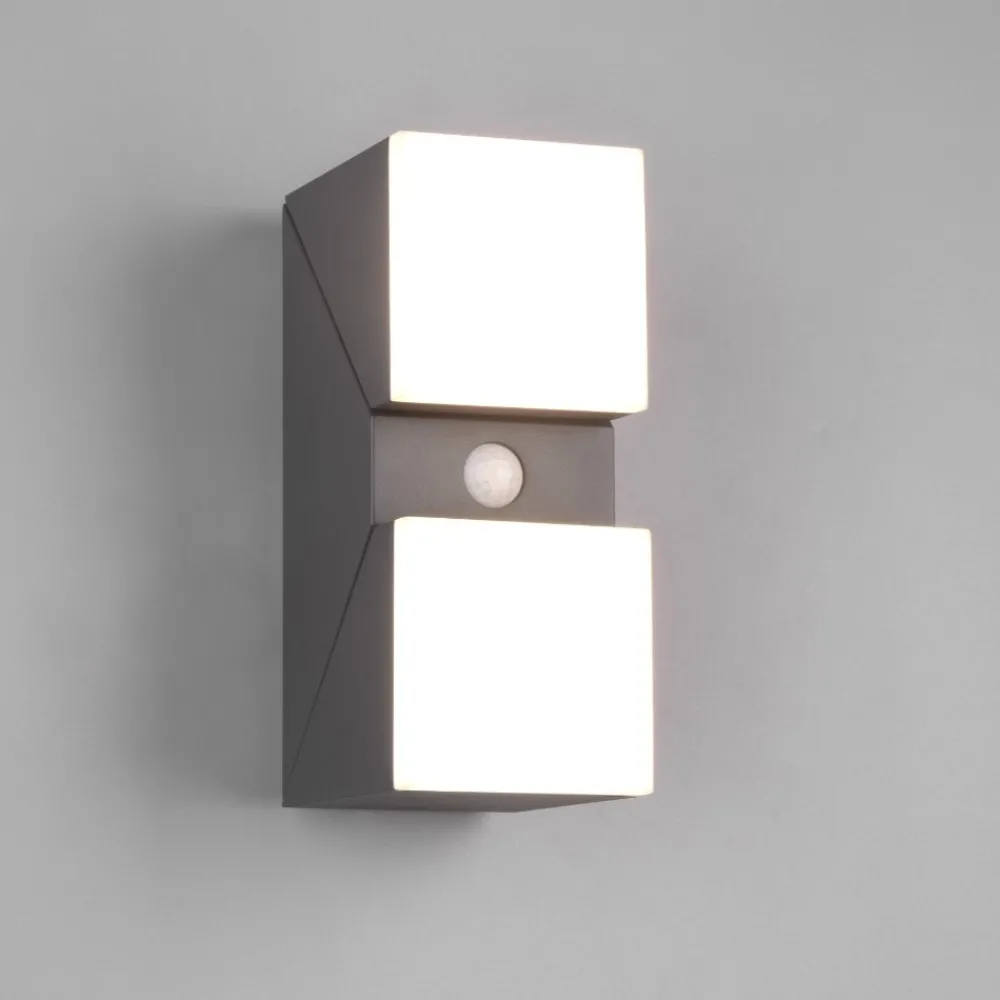 Applique Da Esterno-Selezionato da Mazzolaluce Applique da esterno led 14w 3000k antracite con sensore di movimento