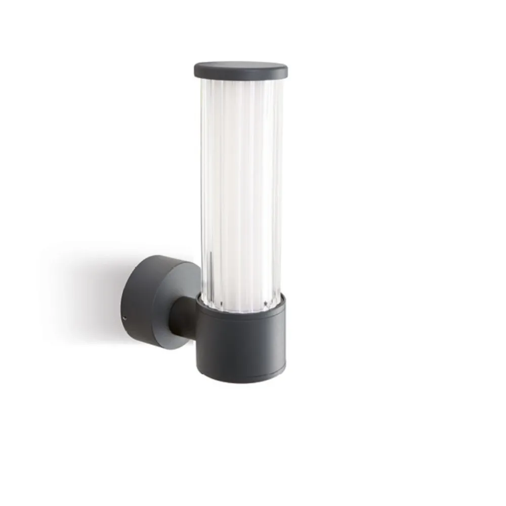 Applique Da Esterno-Selezionato da Mazzolaluce Applique da esterno led 8w 3000k grafite vetro rigato ip54